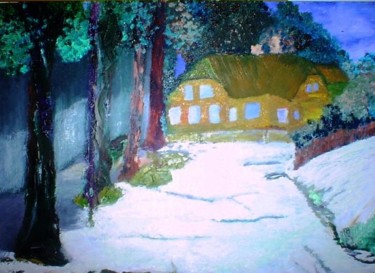 Schilderij getiteld "Sneeuw Landschap" door Ronny Vandergunst, Origineel Kunstwerk