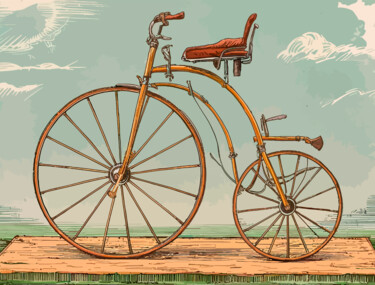 Arte digital titulada "old surreal bicycle" por Abreu, Obra de arte original, Trabajo Digital 2D