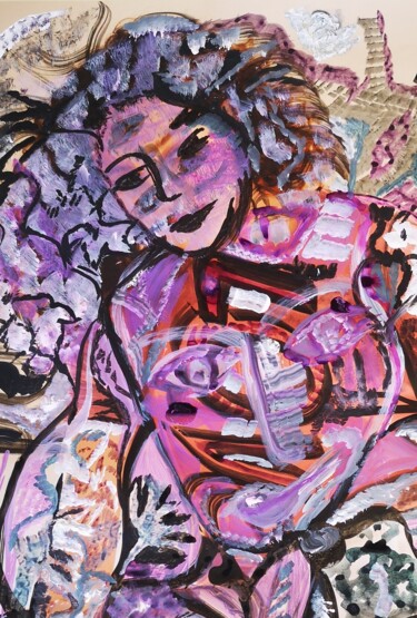 Pittura intitolato "Purple" da Abricodéal Îles, Opera d'arte originale, Acrilico Montato su Telaio per barella in legno