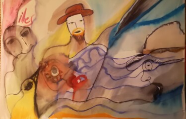 Peinture intitulée "Vincent, au gré des…" par Abricodéal Îles, Œuvre d'art originale, Aquarelle