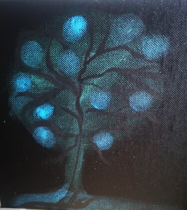 Картина под названием "Une nuit...Un arbre…" - Abricodéal Îles, Подлинное произведение искусства, Пигменты