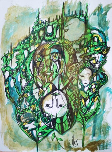 Desenho intitulada "A l'envert" por Abricodéal Îles, Obras de arte originais, Canetac de aerossol