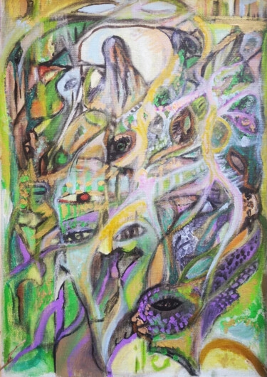 Pintura titulada "Jardin secret pour…" por Abricodéal Îles, Obra de arte original, Acrílico Montado en Bastidor de camilla d…