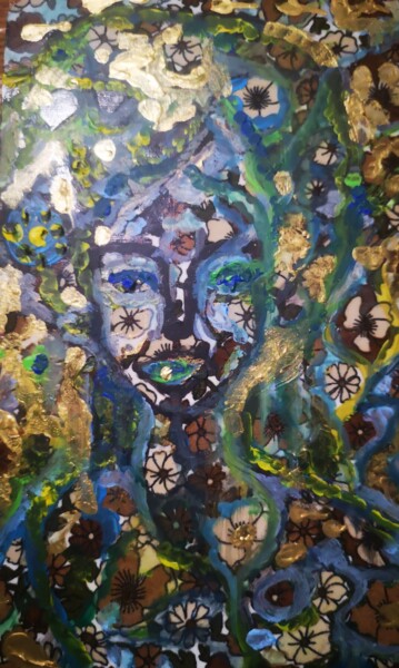 Peinture intitulée "Nymphe de mon jardin" par Abricodéal Îles, Œuvre d'art originale, Acrylique Monté sur Autre panneau rigi…