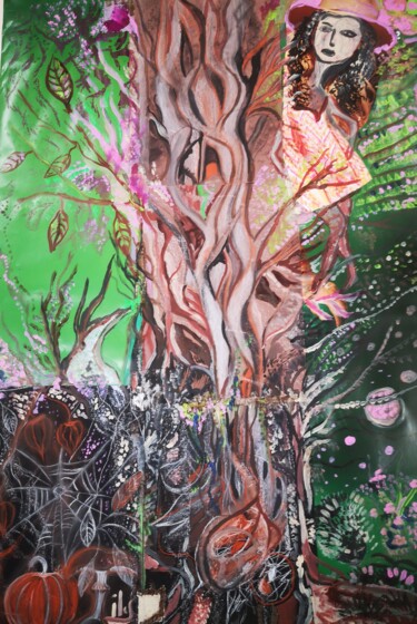 Peinture intitulée "Alice en son jardin" par Abricodéal Îles, Œuvre d'art originale, Acrylique