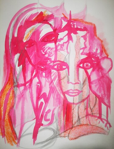 Dibujo titulada "Pétales de Rose" por Abricodéal Îles, Obra de arte original, Tinta