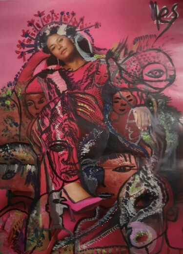 Peinture intitulée "ROSY" par Abricodéal Îles, Œuvre d'art originale, Encre