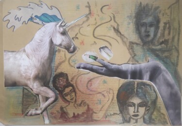 "Paradis Collage poé…" başlıklı Kolaj Abricodéal Îles tarafından, Orijinal sanat, Pastel