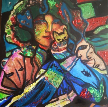 Pintura intitulada "Remini-Colette" por Abricodéal Îles, Obras de arte originais, Tinta Montado em Outro painel rígido