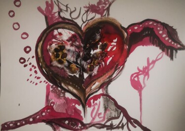 Desenho intitulada "Au coeur de la natu…" por Abricodéal Îles, Obras de arte originais, Tinta