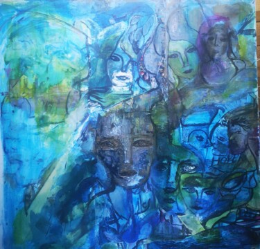 제목이 "Naufragés"인 미술작품 Abricodéal Îles로, 원작, 잉크 나무 들것 프레임에 장착됨