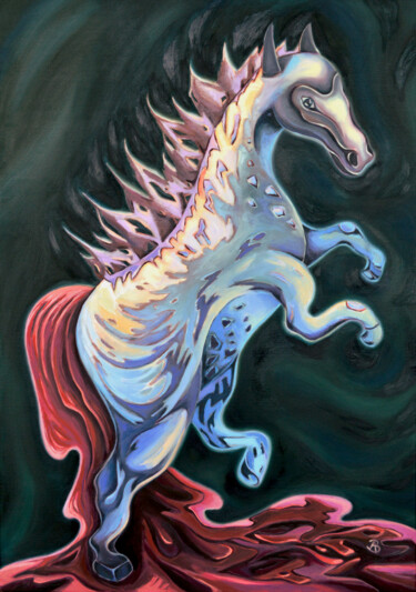 Painting titled ""The Horse Fatale"" by Agota Olimpija Bričkutė, Original Artwork, Oil