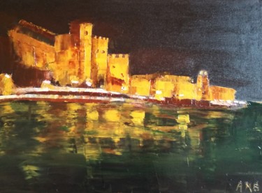 Painting titled "CHATEAU DE COLLIOURE" by Anne-Marie Briot, Original Artwork, Oil