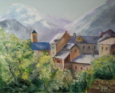 Pintura titulada "Un village du Val d…" por Anne-Marie Briot, Obra de arte original, Oleo
