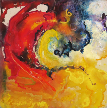 Painting titled "Wave of Fire" by Larry Wolf, Original Artwork, Acrylic