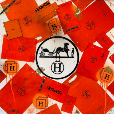 Collages intitolato "Hermès Shopping" da Arnaud Bertrand Soldera Paganelli (Absp.Off), Opera d'arte originale, Collages
