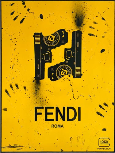 Painting titled "FENDI X GLOCK" by Arnaud Bertrand Soldera Paganelli (Absp.Off), Original Artwork, Spray paint