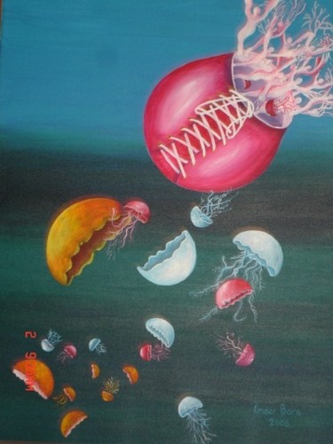 "jellyfishes and hum…" başlıklı Tablo Önder Bora tarafından, Orijinal sanat, Petrol