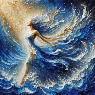 Цифровое искусство под названием "Aqua Serenity" - Abstract Bliss, Подлинное произведение искусства, Изображение, сгенериров…