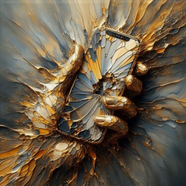 Digital Arts titled "Gilded Fragments" by Abstract Bliss, Original Artwork, AI generated image