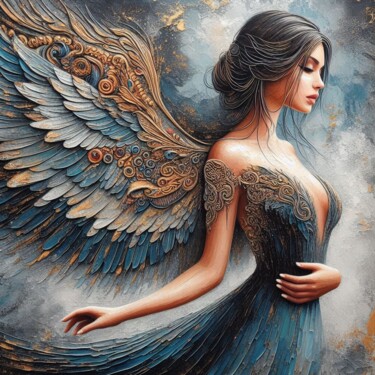 Цифровое искусство под названием "Gorgeous Angel" - Abstract Bliss, Подлинное произведение искусства, Изображение, сгенериро…