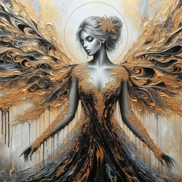 Digital Arts titled "Celestial Elegance" by Abstract Bliss, Original Artwork, Digital Painting