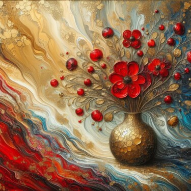 Digital Arts titled "Floral Elegance" by Abstract Bliss, Original Artwork, AI generated image