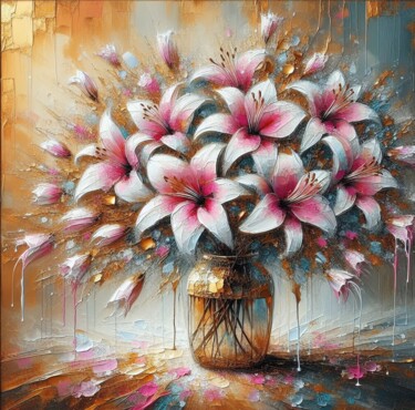 Цифровое искусство под названием "Luminous Lily Seren…" - Abstract Bliss, Подлинное произведение искусства, Цифровая живопись