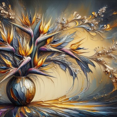 Digitale Kunst mit dem Titel "Scarlet Splendor" von Abstract Bliss, Original-Kunstwerk, KI-generiertes Bild