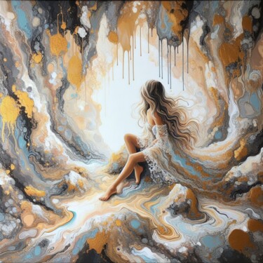 Arte digital titulada "Solitude's Embrace" por Abstract Bliss, Obra de arte original, Pintura Digital
