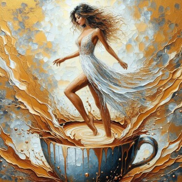 Arte digital titulada "Coffee Lovers" por Abstract Bliss, Obra de arte original, Pintura Digital