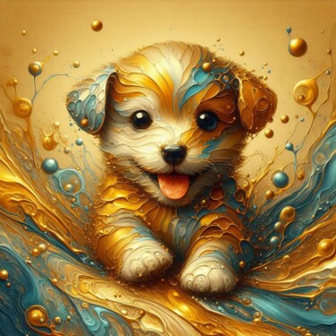 Arte digital titulada "Puppy Paws" por Abstract Bliss, Obra de arte original, Pintura Digital