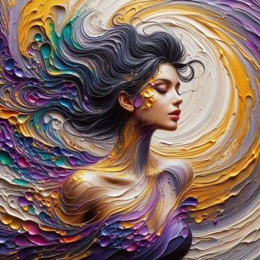 Arte digital titulada "Purple Elegance" por Abstract Bliss, Obra de arte original, Pintura Digital