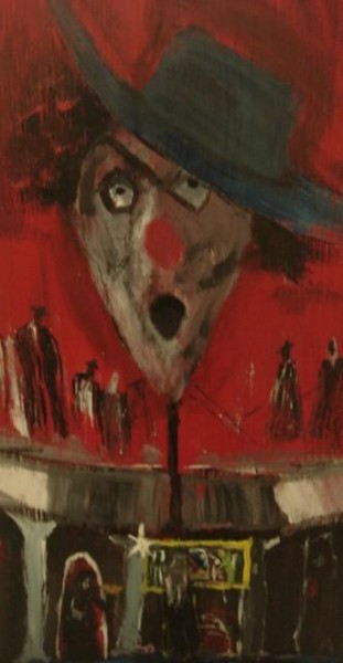 Painting titled "The Clown" by The Abstract Surrealist, Original Artwork, Oil