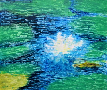 Painting titled "A pond" by Abstractony, Original Artwork, Acrylic