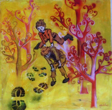 Картина под названием "AMARELO" - Marcelo Abuchalla, Подлинное произведение искусства, Рисунок распылителем краски