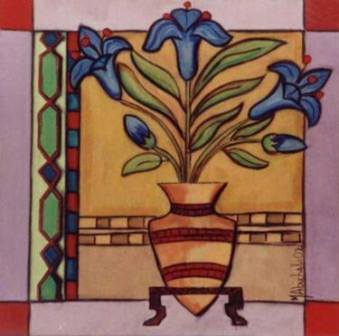 Painting titled "FLORES AZUIS" by Marcelo Abuchalla, Original Artwork