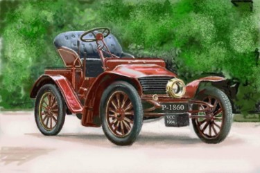 Digital Arts titled "Retro-car" by Andrew Volodutsky, Original Artwork, Digital Painting