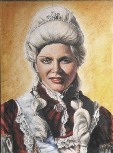 Painting titled "Courtier lady" by Andrew Volodutsky, Original Artwork, Oil