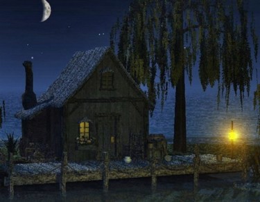 Digital Arts titled "Moonligft night" by Andrew Volodutsky, Original Artwork, Digital Painting