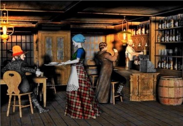 Цифровое искусство под названием "Medieval Tavern" - Andrew Volodutsky, Подлинное произведение искусства, 3D моделирование