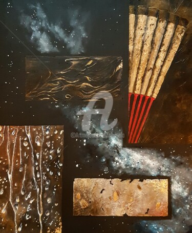 Peinture intitulée "Les 5 éléments" par Abygala, Œuvre d'art originale, Acrylique
