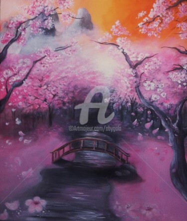 Painting titled "Douceur japonaise.j…" by Abygala, Original Artwork, Acrylic
