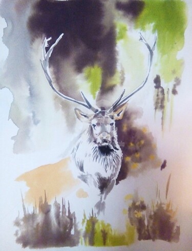 Painting titled "Totem.jpg" by Abygala, Original Artwork, Watercolor