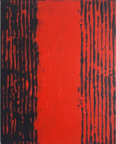 Malerei mit dem Titel "Vertical Rouge et N…" von Créarco, Original-Kunstwerk, Acryl