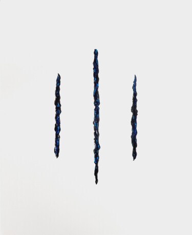 Painting titled ""3" noir/bleu sur b…" by Créarco, Original Artwork, Acrylic