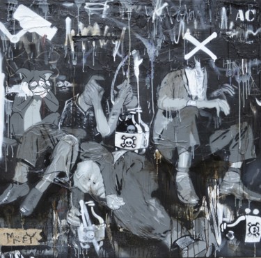 Schilderij getiteld "dark corner 3" door Ac1, Origineel Kunstwerk, Graffiti Gemonteerd op Frame voor houten brancard