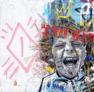 Schilderij getiteld "bad kid 2" door Ac1, Origineel Kunstwerk, Graffiti Gemonteerd op Frame voor houten brancard