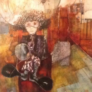 Painting titled "clown volant" by Carole Accursi, Original Artwork