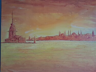 Painting titled "Kızkulesi" by Alper Celebi, Original Artwork, Acrylic
